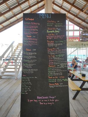 Food menu at Pink Flamingo in Utila