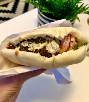stuffed falafel sandwich   at Abu Al Homus in Dubai