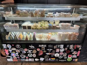 Wow, so much stickers!  Er, cheese I meant...  at Vtopian Cheese Shop in Portland