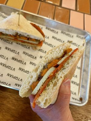 Vegan Munster cheese and honey squash sandwich   at Vtopian Cheese Shop in Portland
