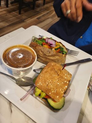 They only had half a spud left so had to get half a veggie sandwich at McAlister's Deli in Burlington