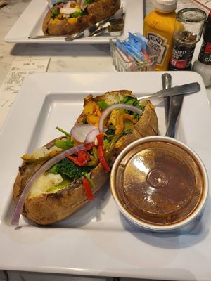 Veggie spud with chili at McAlister's Deli in Burlington