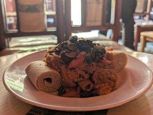 Vegan tibse firfir at Fitsum Shiro bet - ፍፁም ሽሮ ቤት in Addis Ababa