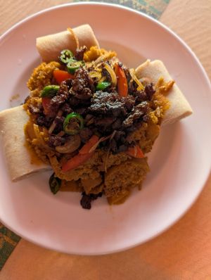 Vegan tibse firfir at Fitsum Shiro bet - ፍፁም ሽሮ ቤት in Addis Ababa