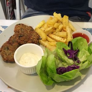 fish and chip  at Veggie Cottage in Central Singapore