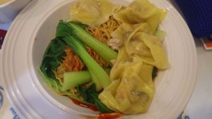 Dry noodles and dumplings at Veggie Cottage in Central Singapore