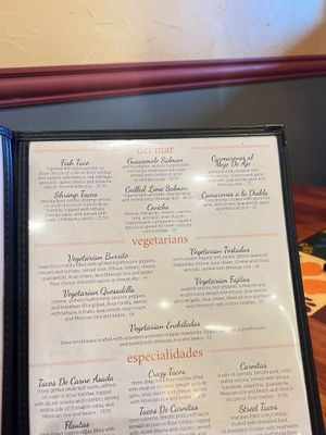 Vegetarian menu   at Mangos Tequila Bar in Alpena