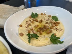 Hummus with pita  at Grossman's Noshery & Bar in Santa Rosa