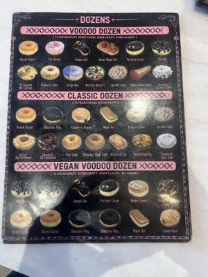 Their menu  at Voodoo Doughnut in Dallas