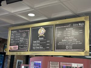 Inside menu  at Voodoo Doughnut in Dallas