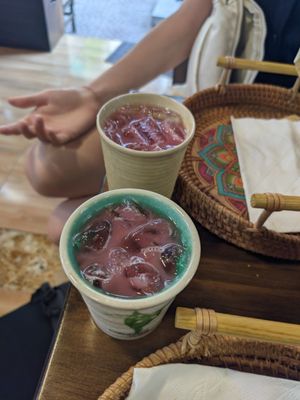 Drinks offered at Bánh mì Chay Metta in Ho Chi Minh City