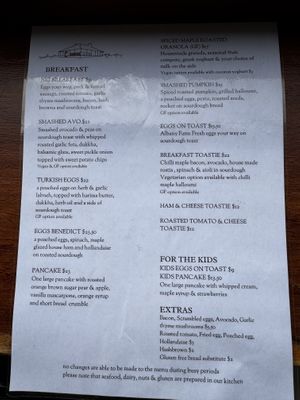 Breakfast Menu  at The Telegraph on Bremer in Bremer Bay