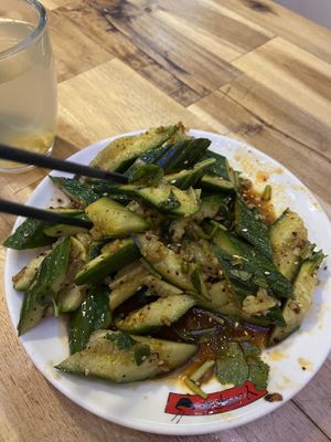 Smashed cucumbers   at Chin Burger 秦堡 in Cologne