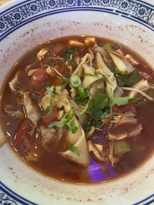 Noodle soup with handmade noodles   at Chin Burger 秦堡 in Cologne