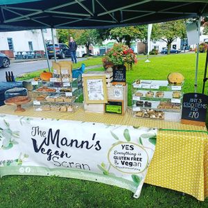 Sedgefield Farmers Market setup at The Mann's Vegan Scran  in Norton