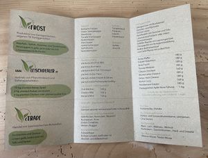 Karte  at Green Queen by Vegananda in Salzburg