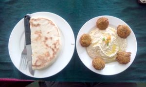 Falafel Hummus and Pita at Mama Sababa in Vang Vieng