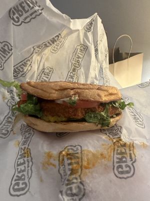 Buffalo chicken sandwich  at Greens and Grains  in Wall