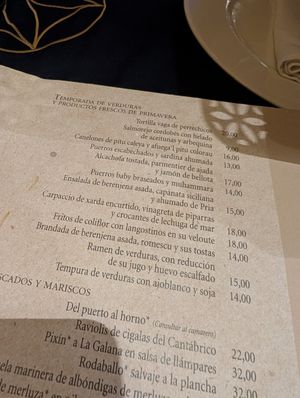 menu at La Galana in Gijon