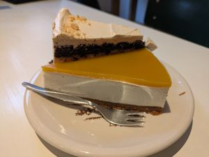 Mango cheesecake at Plants & Flours in Berlin