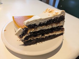 Caramel peanut chocolate cake at Plants & Flours in Berlin