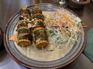 Seitan skewers in peanut sauce  at Saigon in Timmendorfer Strand