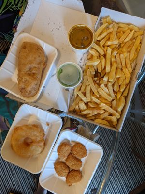 Top view of our haul at Fred's Fish and Chips in Littlehampton