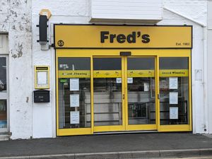 Shop front at Fred's Fish and Chips in Littlehampton