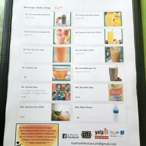 Menu at Van Hanh Restaurant in Portland