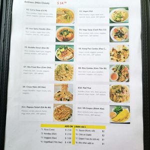 Menu at Van Hanh Restaurant in Portland