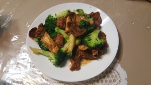 Dish with all three faux meats, chicken, beef and pork! Amazing! at Van Hanh Restaurant in Portland