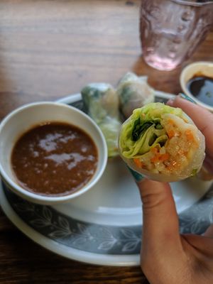 Inside Spring Roll with peanut sauce at Van Hanh Restaurant in Portland