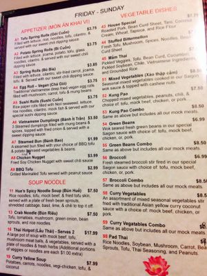 Weekend menu part 1 at Van Hanh Restaurant in Portland