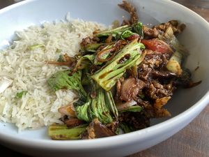 Magic mushroom (honey) with rice  at Themparadu in Nuwara Eliya