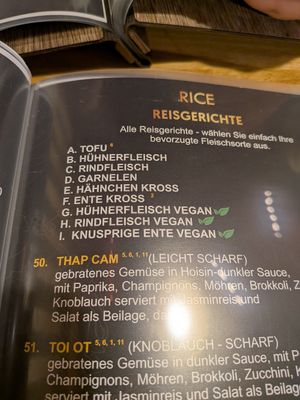 Vegan options labeled at Pho & More in Berlin