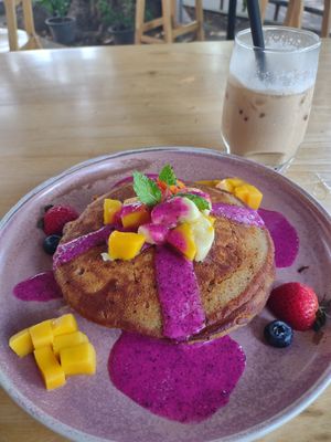 One the best vegan pancakes ever at SHAKA - Sairee in Koh Tao