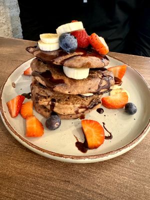 Chocolate pancakes at Berguna Gluten Free in Valencia
