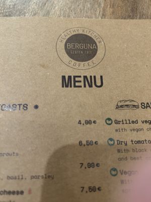 Menu  at Berguna Gluten Free in Valencia