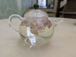 Rose Tea. But the cup is sooo tiny, maybe 150 ml or less. at Ambience Tea House & Veggie Cafe - 茗楼茶艺素食馆 in Ipoh