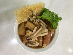 Bak Kut Teh. Lots of tofu, mock meats, mushrooms (including lions mane!!) and some baby corn  at Ambience Tea House & Veggie Cafe - 茗楼茶艺素食馆 in Ipoh