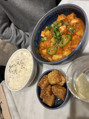 Brazilian celery stew with added tempeh   at Ayu in Gzira