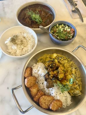 Sri lankan curry and iranian dish  at Ayu in Gzira