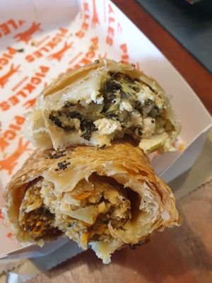 Spinach+ricotta roll $7.00, Sausage roll $7.00 at Pickles Milk Bar in Carlton North