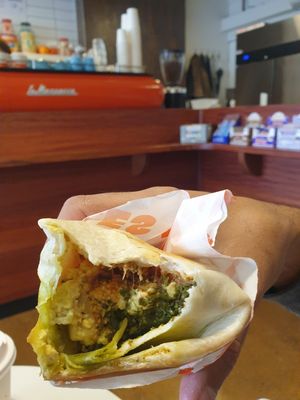 Beef and eggs wrap at Pickles Milk Bar in Carlton North