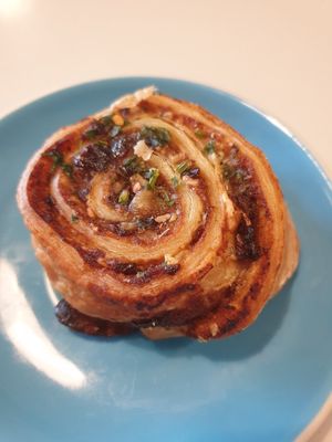 Potato + caramelised onion scroll: soft, lovely mash, but sweet from onion at Pickles Milk Bar in Carlton North