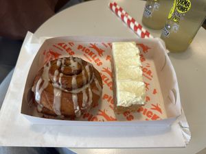 Cinnamon bun and lemon slice !!  at Pickles Milk Bar in Carlton North