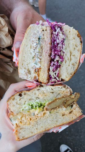 Zinger and hot honey situation at Pickles Milk Bar in Carlton North