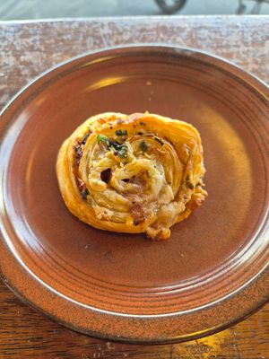 Bacon and cheese scroll $5.00: loved it, perfectly cheesy, and good bacon taste, wish it was bigger! at Pickles Milk Bar in Carlton North