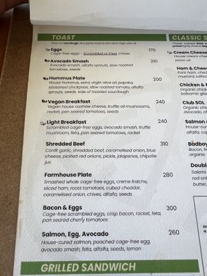 toast menu  at SOL in Surat Thani