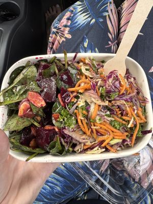 Beetroot salad and a coleslaw, broke the bank for tasteless boring salads!   at Belmondos Organic Market in Noosaville